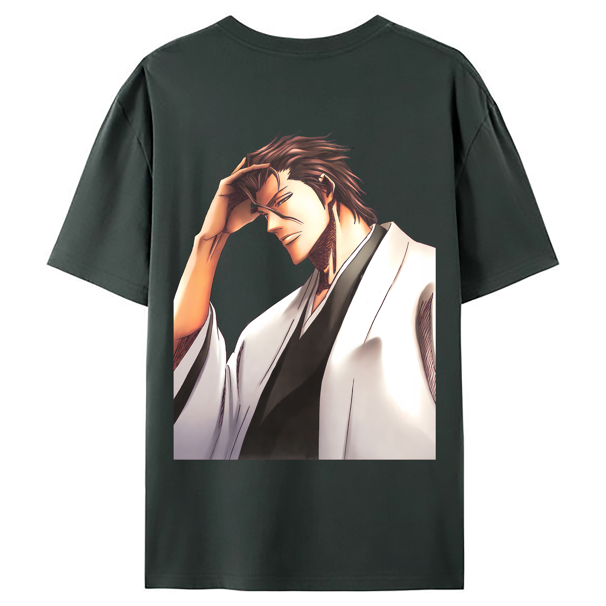 （画像用） ブリーチ 藍染 惣右介（あいぜん そうすけ） BLEACH Aizen Sousuke 綿100％ メンズ半袖Tシャツ（バックプリント） 通気性